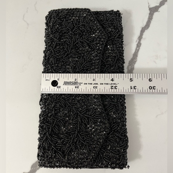 Vintage La Regale Ltd Nlack Beaded Sequined Satin Evening Clutch Bag Hong Kong - Picture 11 of 11